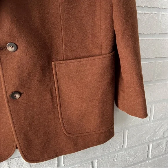 Vintage wool silk oversize warm brown blazer jacket coat - Picture 6 of 13